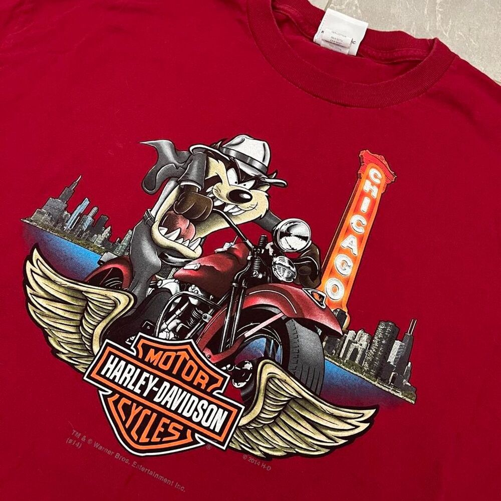 Harley-davidson Men's Red and Burgundy T-shirt